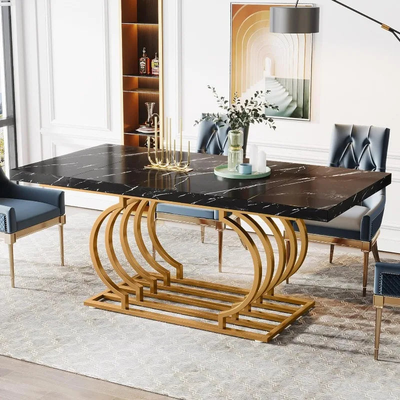 Tribesigns Modern Dining Table, 63 inch Faux Marble