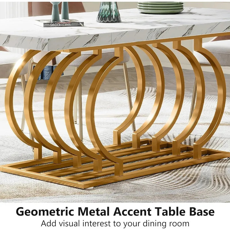 Tribesigns Modern Dining Table, 63 inch Faux Marble