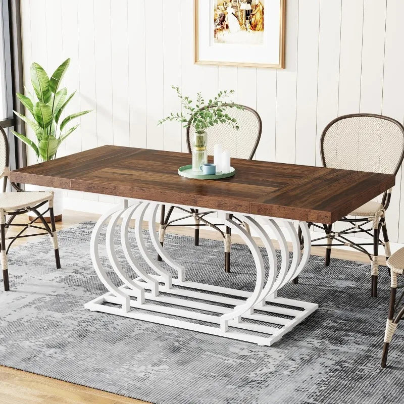 Tribesigns Modern Dining Table, 63 inch Faux Marble