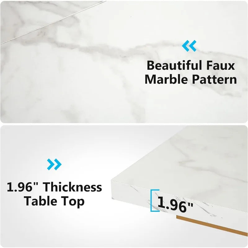 Tribesigns Modern Dining Table, 63 inch Faux Marble