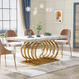 Tribesigns Modern Dining Table, 63 inch Faux Marble