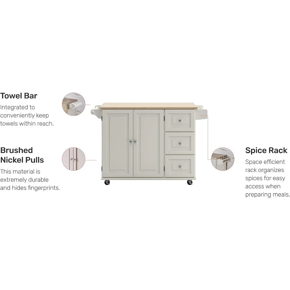 Trolley Mobile Kitchen Island Cart with Wood Drop