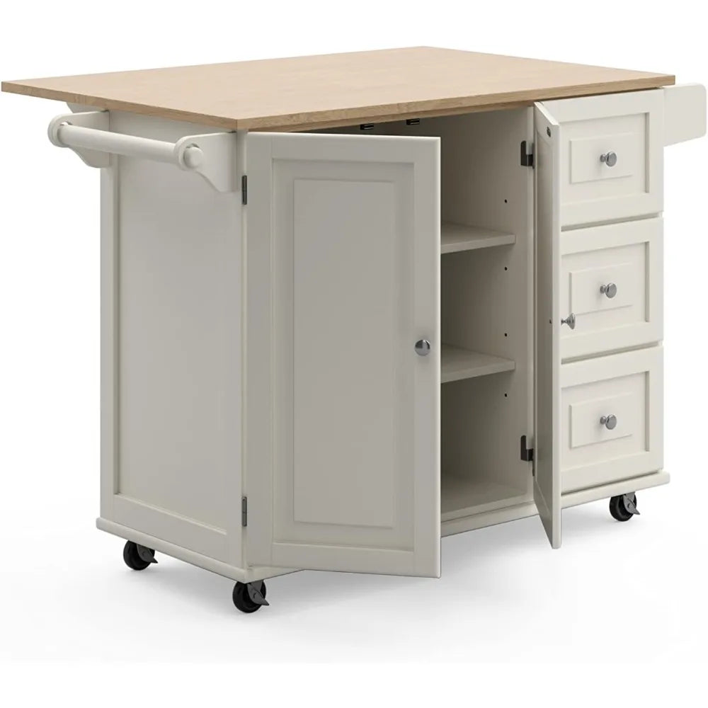 Trolley Mobile Kitchen Island Cart with Wood Drop