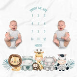 Twin Baby Monthly Record Growth Milestone Blanket Newborn