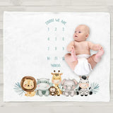 Twin Baby Monthly Record Growth Milestone Blanket Newborn