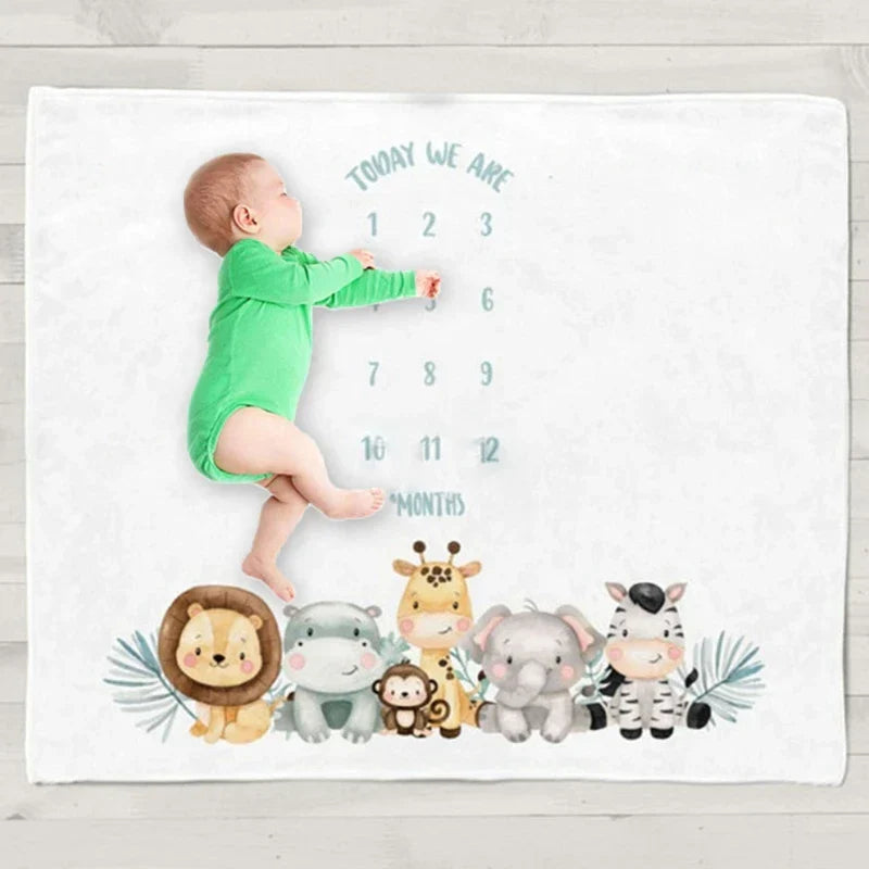 Twin Baby Monthly Record Growth Milestone Blanket Newborn