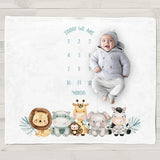 Twin Baby Monthly Record Growth Milestone Blanket Newborn