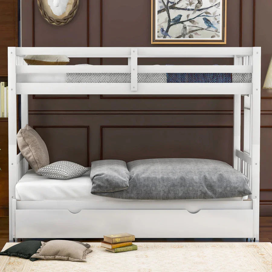 Twin over Twin Pull-out Bunk Bed with Trundle,both