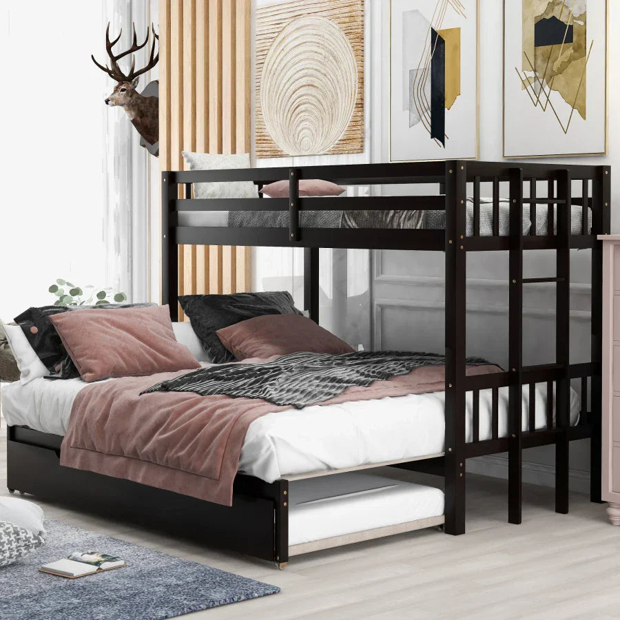 Twin over Twin Pull-out Bunk Bed with Trundle,both