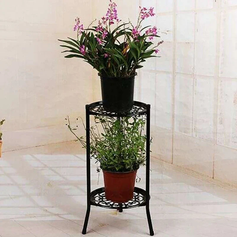 Two-Layer Elegant Metal Plant Stand Shelf Potted Plant