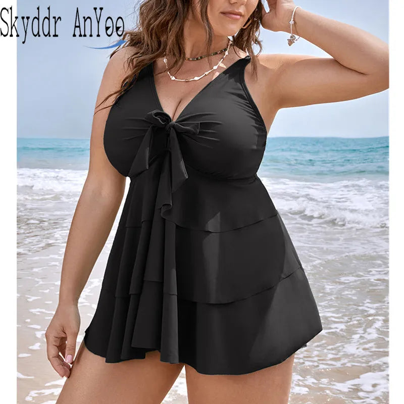 Two Piece Woman Swimsuits Plus Size Swimwear Knotted