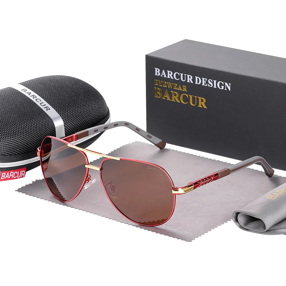 BARCUR Aluminum Vintage Men's Sunglasses Men Polarized Coating