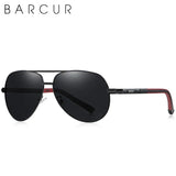 BARCUR Aluminum Vintage Men's Sunglasses Men Polarized Coating