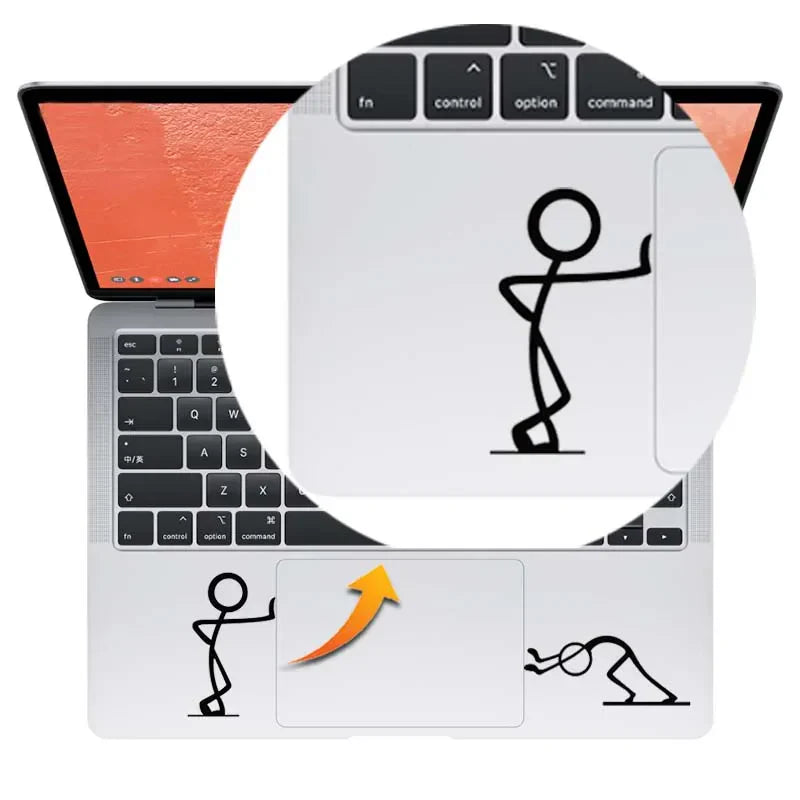 Funny Matchstick Man Pushing Laptop Sticker for Macbook