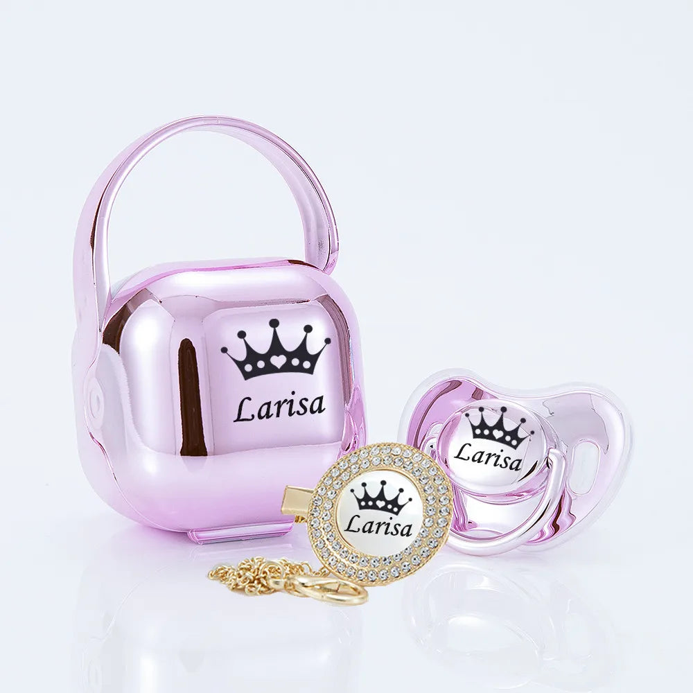 MIYOCAR personalized Metallic purple bling pacifier and clip