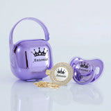 MIYOCAR personalized Metallic purple bling pacifier and clip
