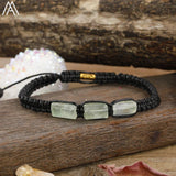Natural Black Tourmaline Nugget Beads Cord Knotted Braid