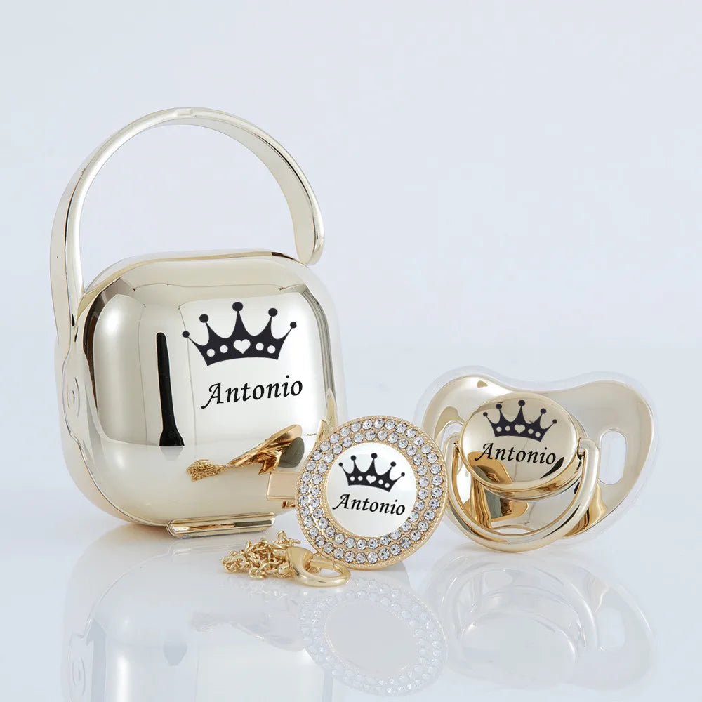 MIYOCAR personalized Metallic purple bling pacifier and clip