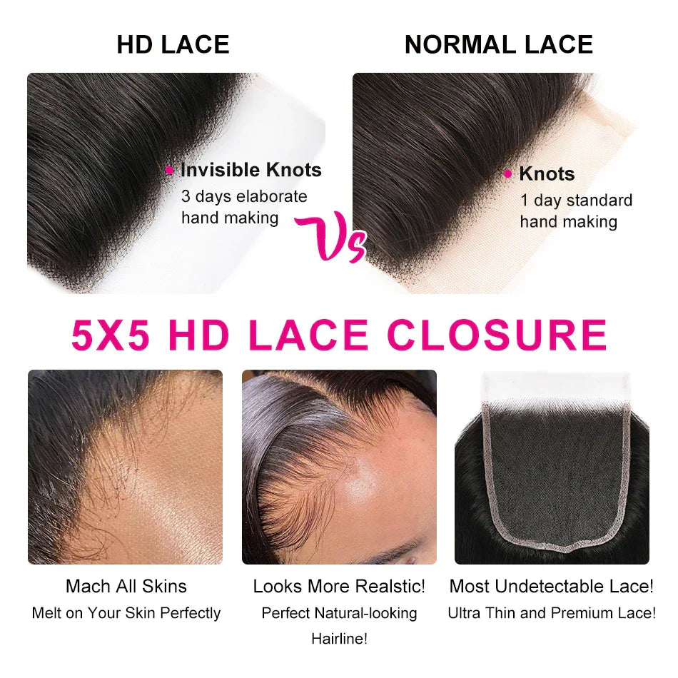 UNice Hair 5X5 HD Lace Closure 28 30