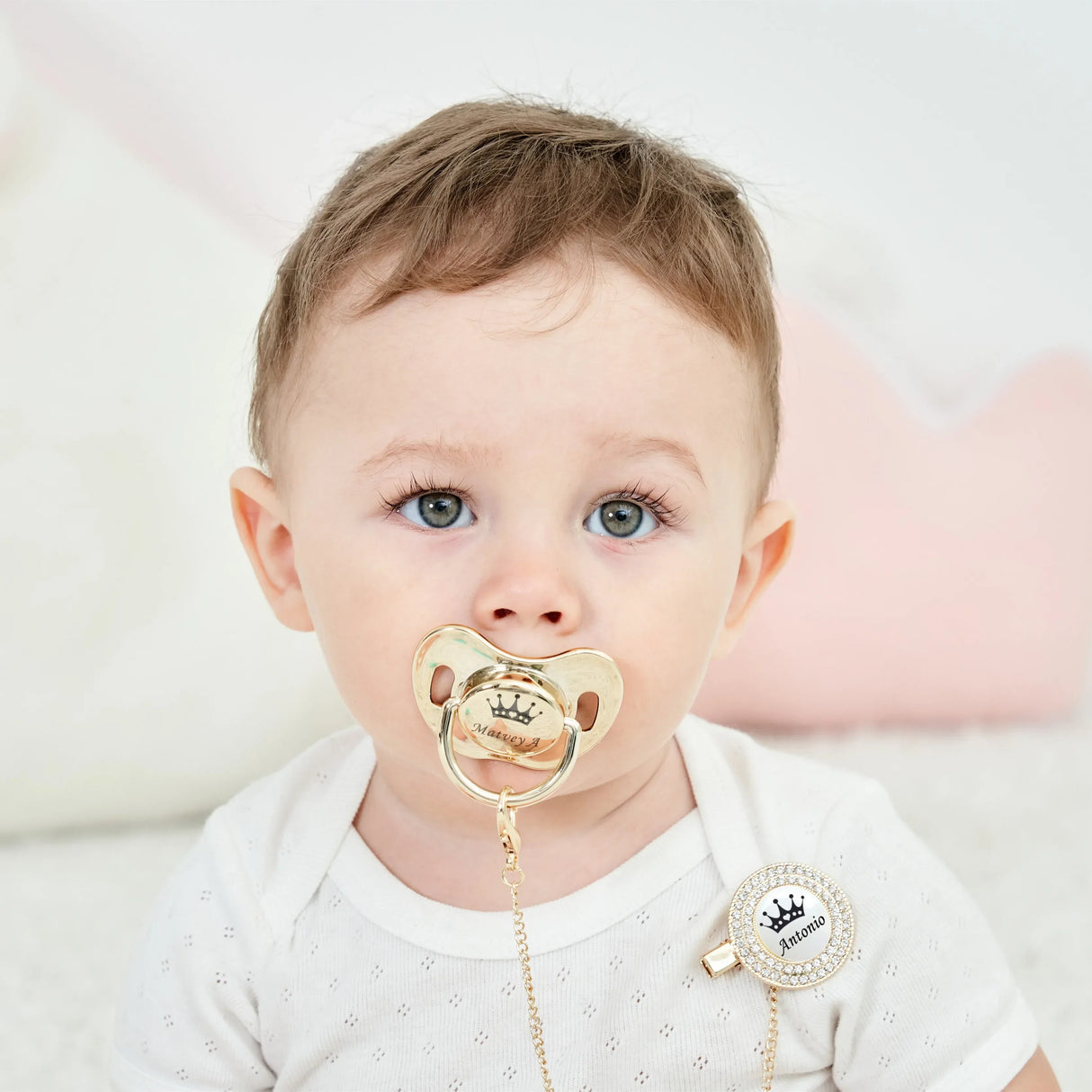 MIYOCAR personalized Metallic purple bling pacifier and clip