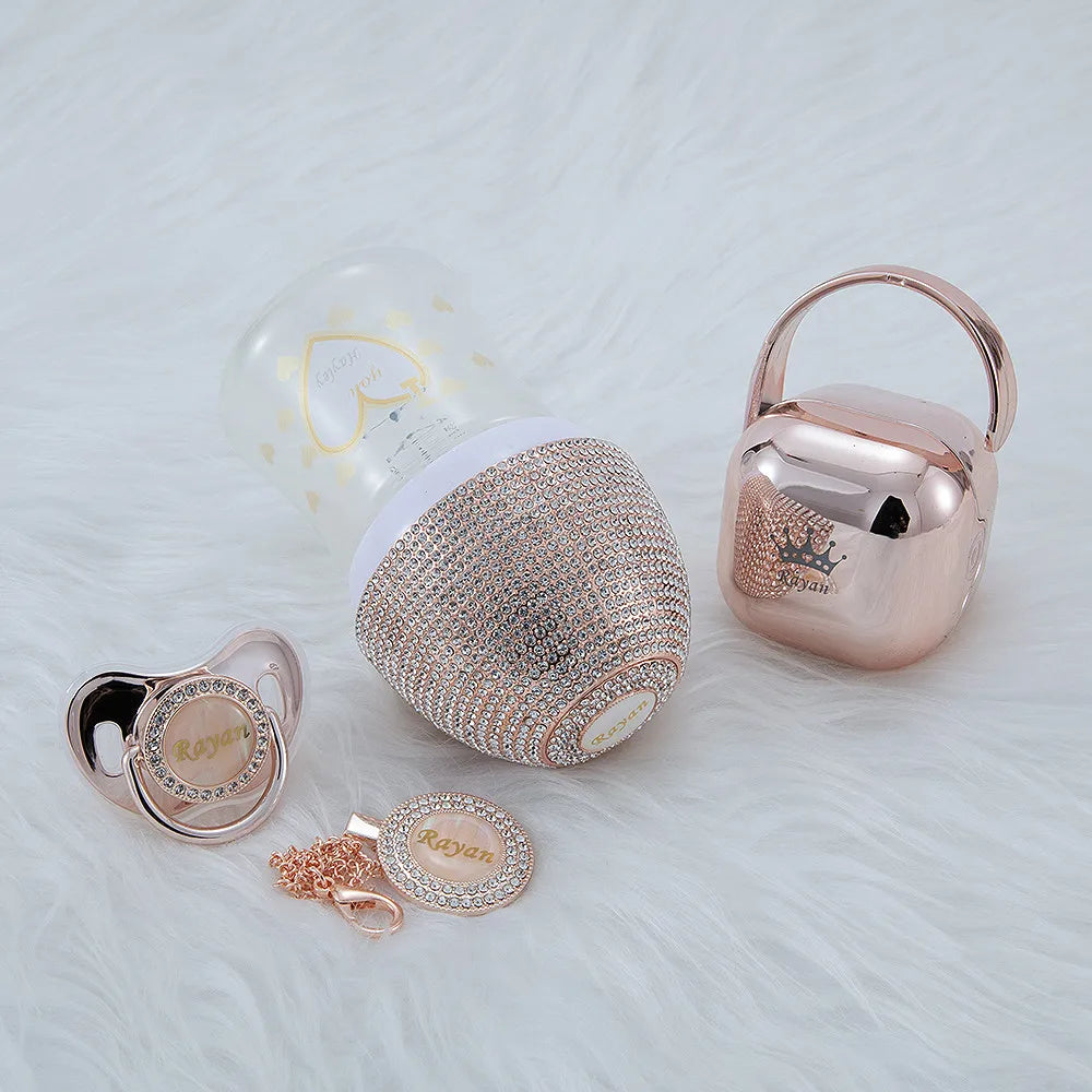 MIYOCAR personalized silver collection bling baby bottle pacifier