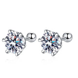 KNOBSPIN Moissanite Stud Earrings 18K White Gold Plated