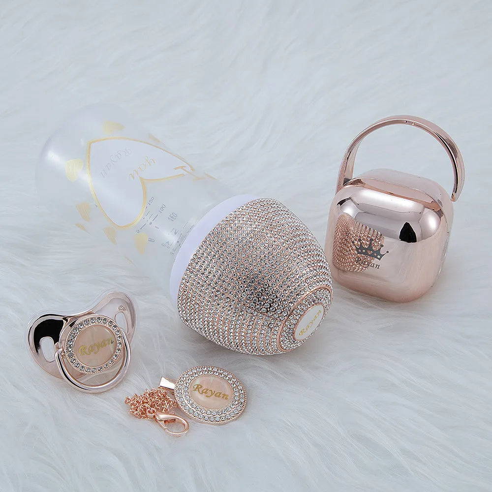 MIYOCAR personalized silver collection bling baby bottle pacifier