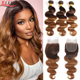 Ombre Body Wave Bundles With Closure Brazilian Human