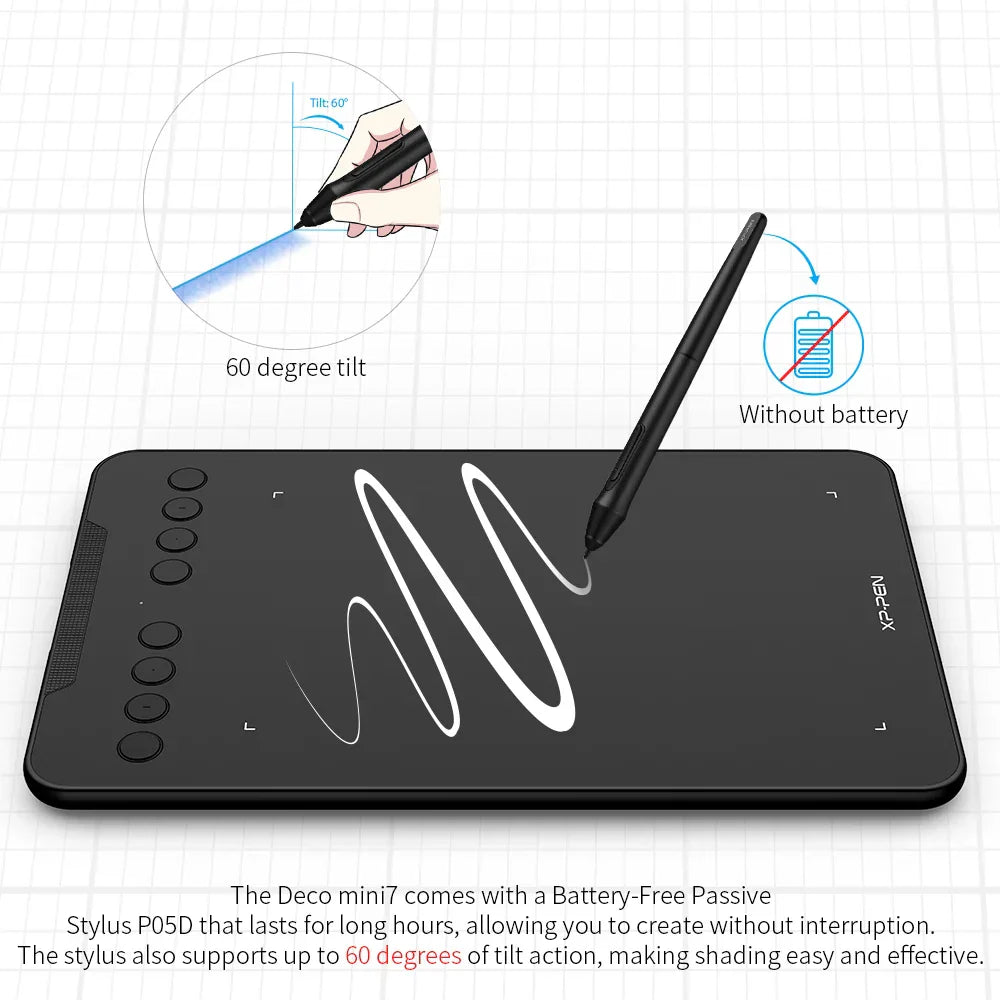 XPPen G740S 7x4 inch.Graphics Tablet 8192 Level Battery-free