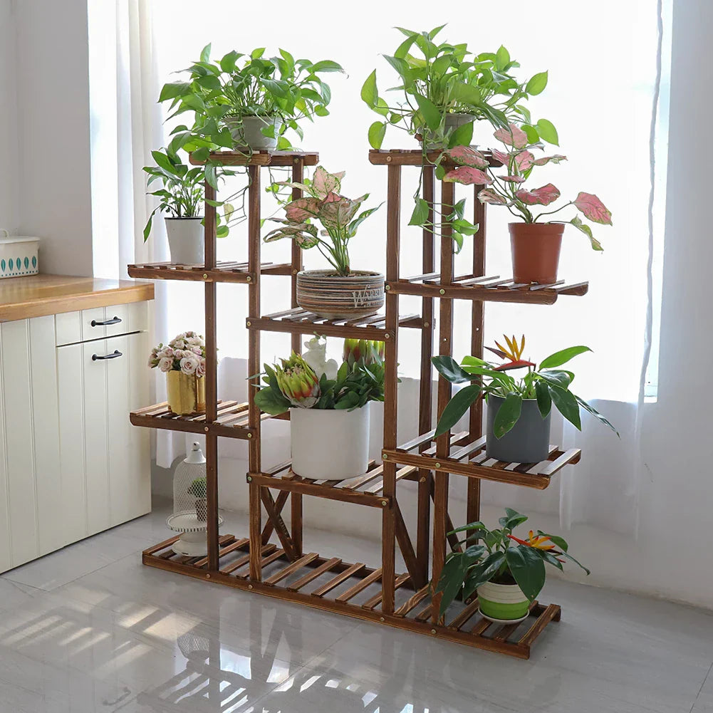 UNHO Multi-Tier Plant Stand, 46in Height Wood Flower