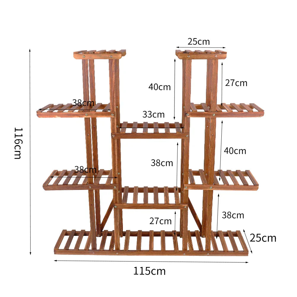 UNHO Multi-Tier Plant Stand, 46in Height Wood Flower
