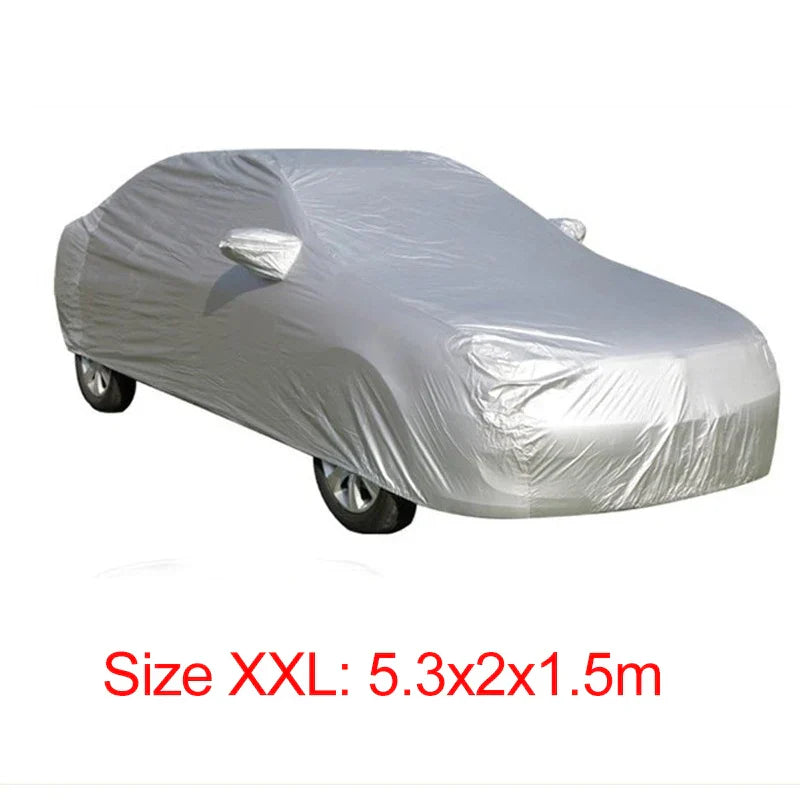 Universal Full Car Covers Snow Ice Dust Sun UV Shade Cover Foldable Light Silver Auto Car Outdoor Protector Cover Not Waterproof