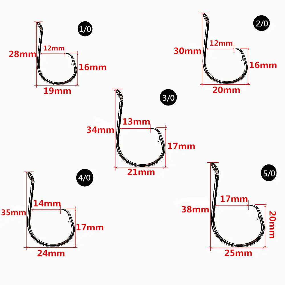 150pcs Circle Fishing Hooks Saltwater Fly Carp Offset