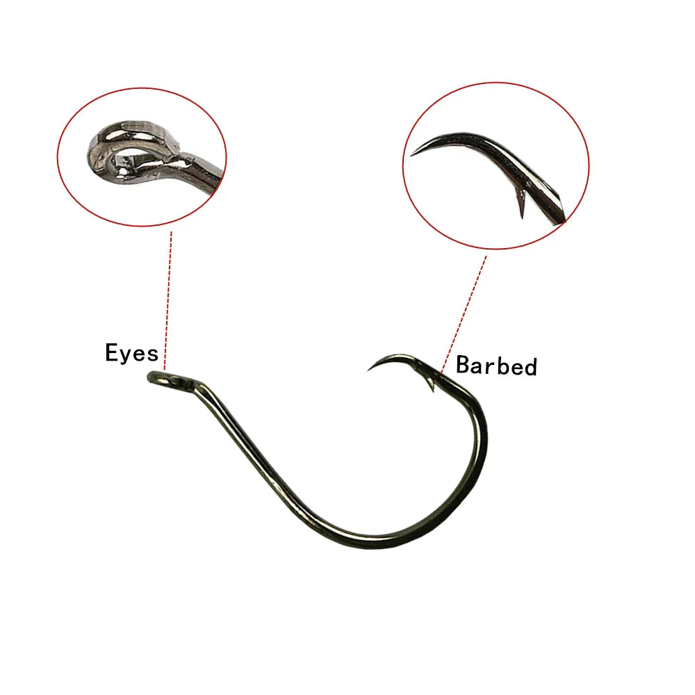 150pcs Circle Fishing Hooks Saltwater Fly Carp Offset