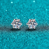 KNOBSPIN Moissanite Stud Earrings 18K White Gold Plated
