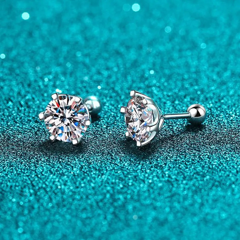 KNOBSPIN Moissanite Stud Earrings 18K White Gold Plated