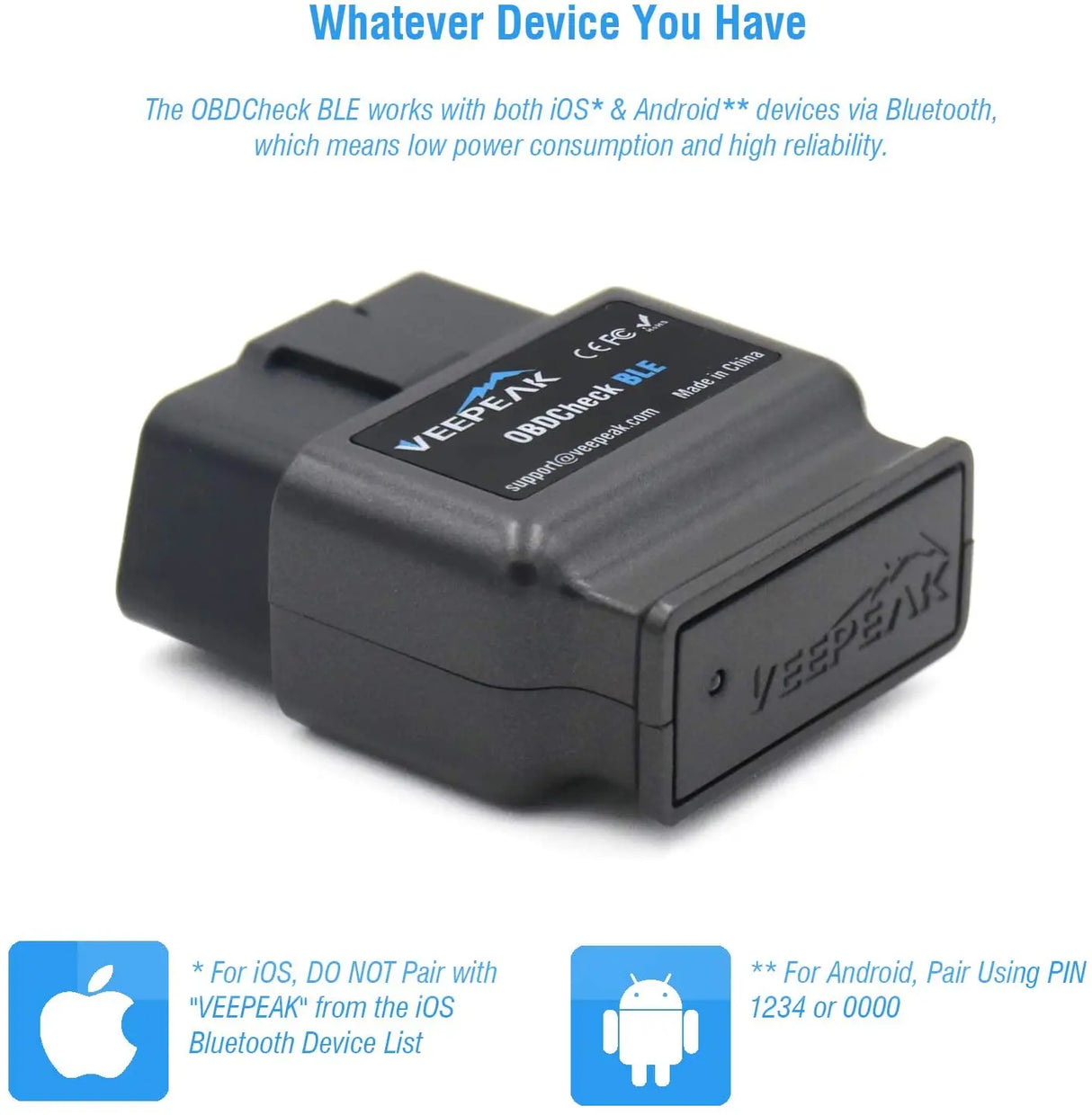 Veepeak OBDCheck BLE OBD2 Bluetooth Scanner Auto OBD