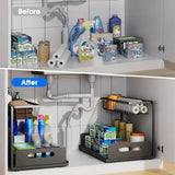 Under Sink 2 Tier Sliding Cabinet Basket Organizer