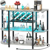 Unikito 4-Tier Metal Coffee Bar Cabinet with Outlet