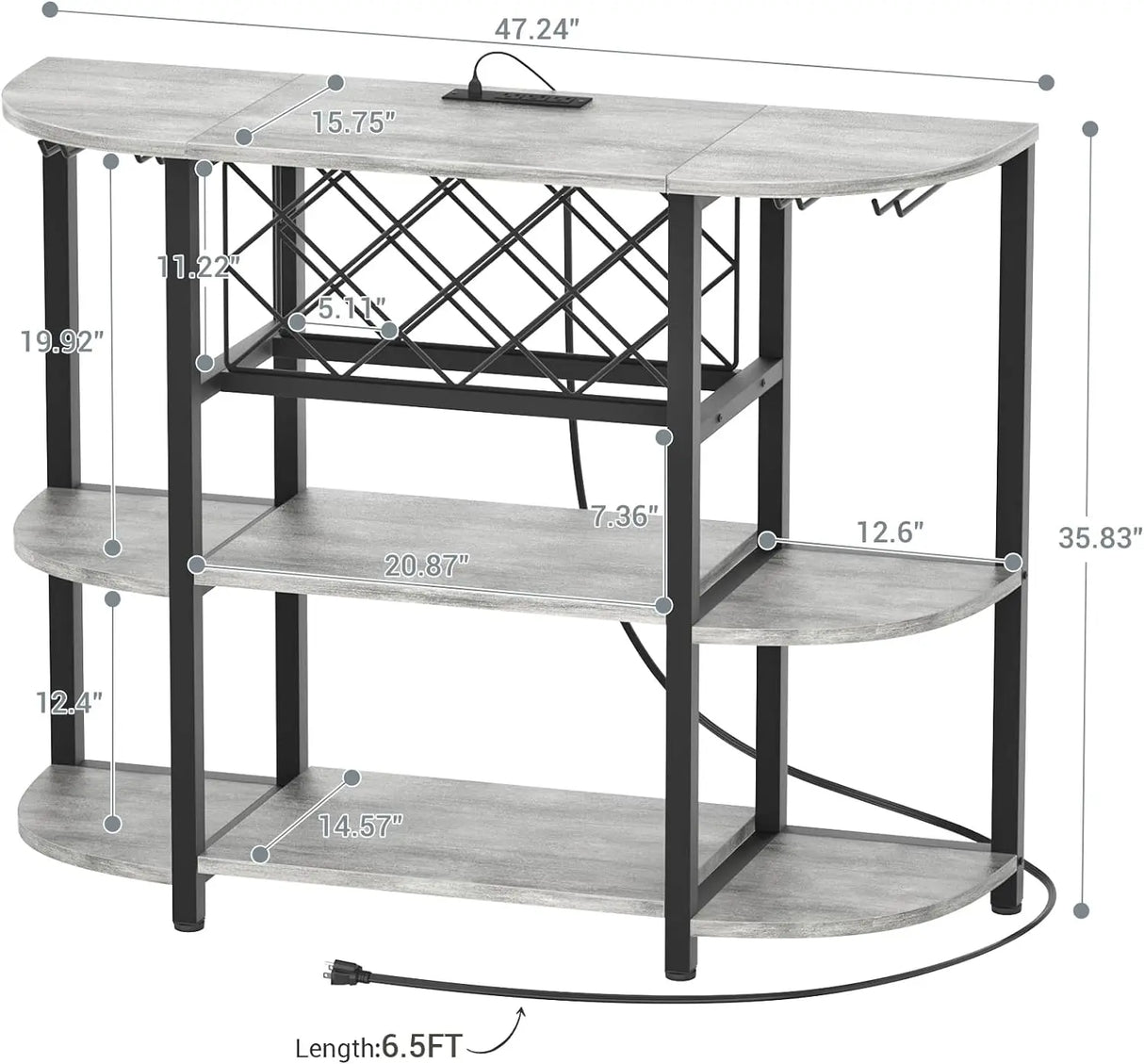 Unikito 4-Tier Metal Coffee Bar Cabinet with Outlet