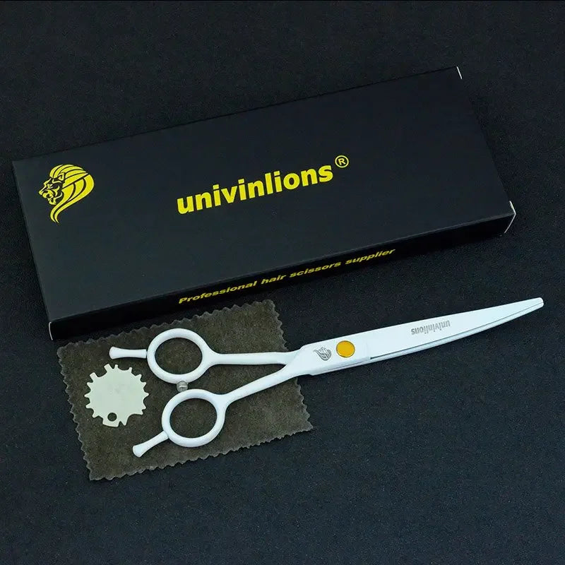 Univinlions 7" White Curved Scissors Pet Grooming Scissors