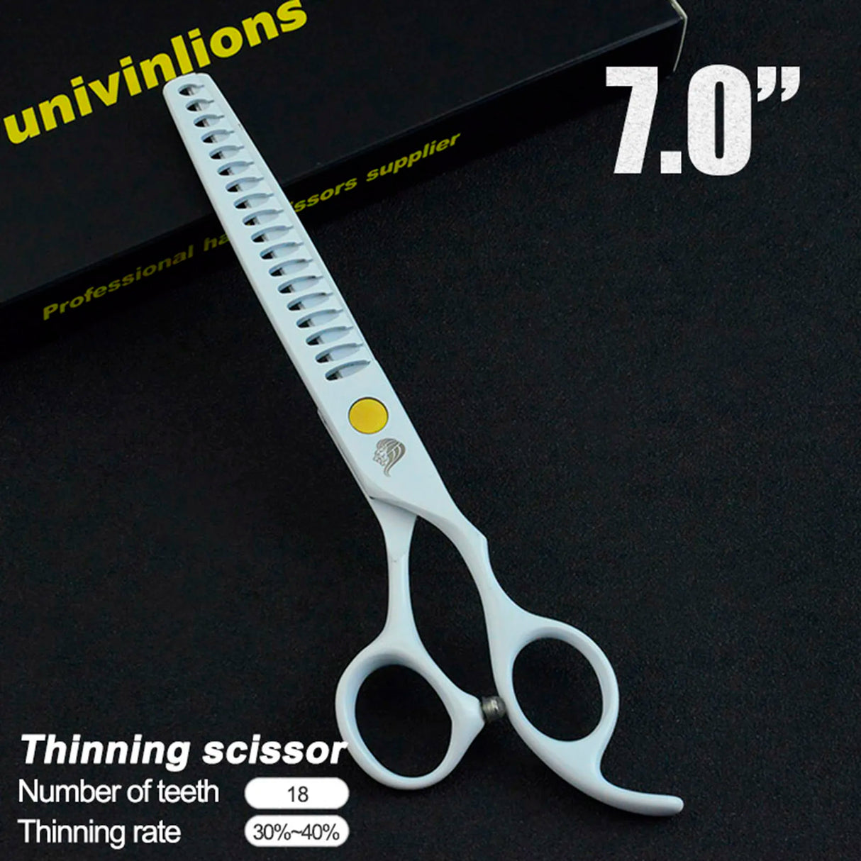 Univinlions 7" White Curved Scissors Pet Grooming Scissors