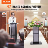 VEVOR 47" Acrylic Podium Stand Floor-Standing Clear Pulpits