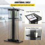 VEVOR 47" Clear Podium Stand Floor-Standing Acrylic Podium