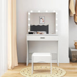 Vanity Desk with Mirror and Adjustable Lights, One