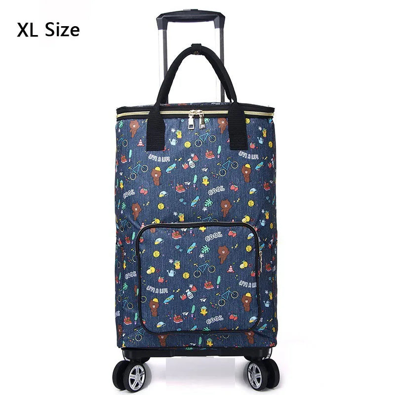 Vegetable Market Shopping Bag For Groceries Cart With Wheel Trolley Bag On Wheels Bolsa Compra Supermarket Foldable Reusable Bag