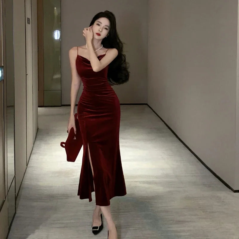 Vintage Sexy Club Prom Red Dresses for Women