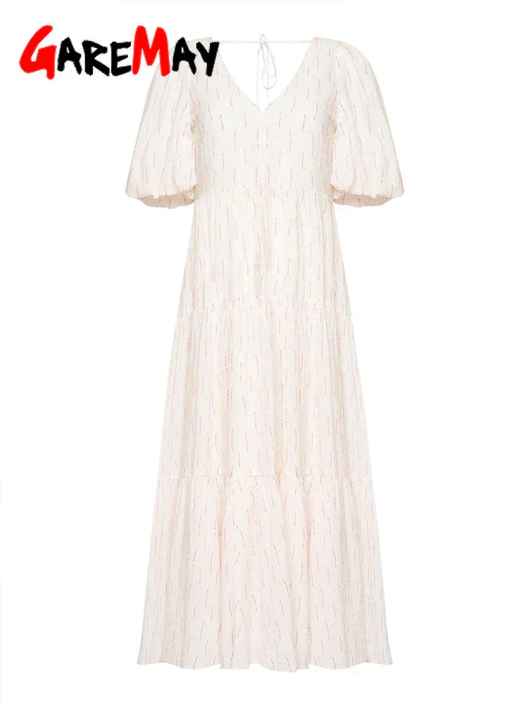 Vintage Women's Cotton Dress 100% V Neck Elegant