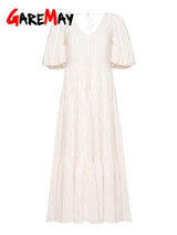Vintage Women's Cotton Dress 100% V Neck Elegant