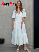 Vintage Women's Cotton Dress 100% V Neck Elegant